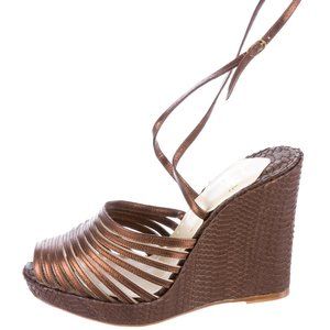 CHRISTIAN LOUBOUTIN Brown Snakeskin Wedges